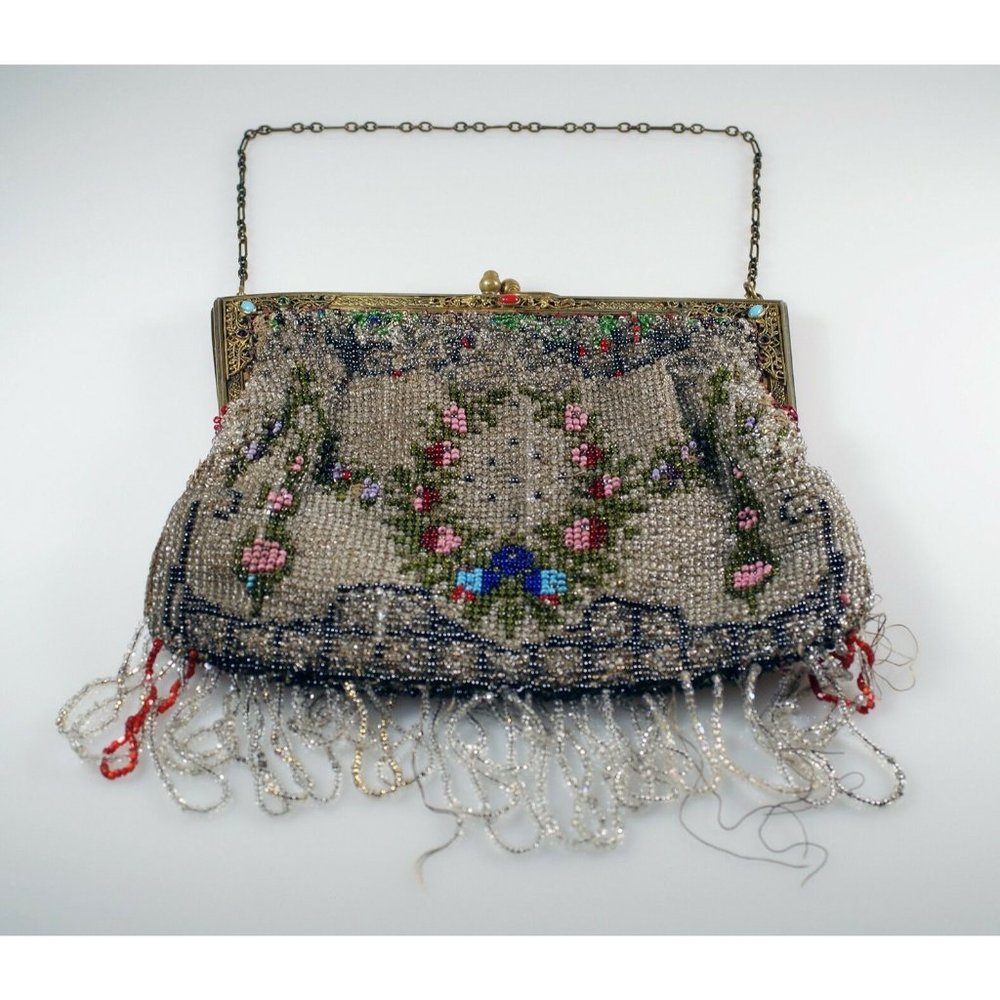 Antique Micro Seed Bead Jeweled Handbag